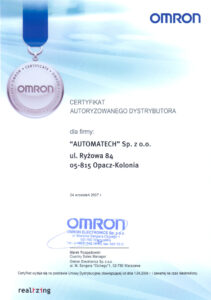 Certyfikat Omron